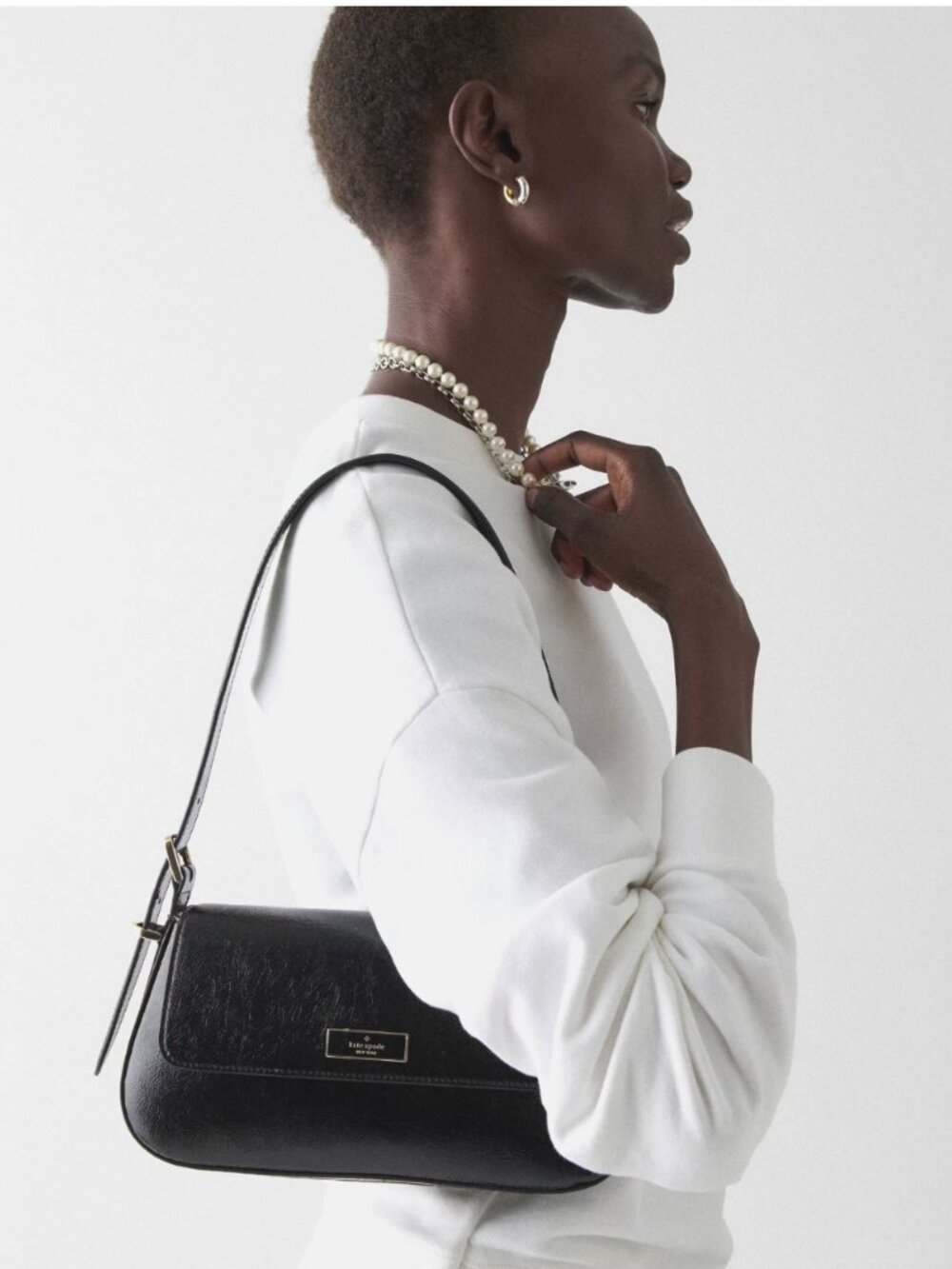 New Kate Spade Bridget Shiny Patent Leather Small Flap Shoulder Bag Black - Picture 3 of 5